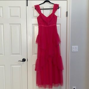BCBGMaxAzria Tulle Ruffled Gown Size 6 Beautiful